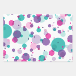 Niedliche rosa Minze lila Farbpunkte Name Geburtst Geschenkpapier Set