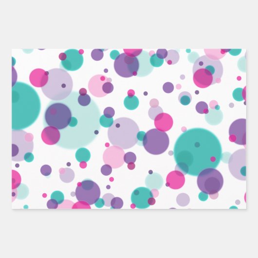 Niedliche rosa Minze lila Farbpunkte Name Geburtst Geschenkpapier Set (Vorderseite)