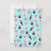 Niedliche Rosa Minze Piggy Donut Ice Creme Cone Mu Dankeskarte (Rückseite)