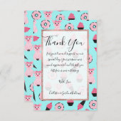 Niedliche Rosa Minze Piggy Donut Ice Creme Cone Mu Dankeskarte (Vorne/Hinten)