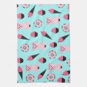 Niedliche Rosa Minze Piggy Donut Ice Creme Cone Mu Geschirrtuch (Vertikal)
