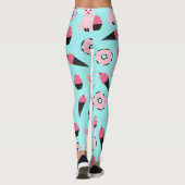 Niedliche Rosa Minze Piggy Donut Ice Creme Cone Mu Leggings (Rückseite)