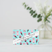 Niedliche Rosa Minze Piggy Donut Ice Creme Cone Mu Visitenkarte (Stehend Vorderseite)