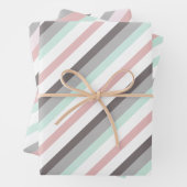 Niedliche rosa Minzgrün und graue Streifen Geschenkpapier Set (Beispiel)