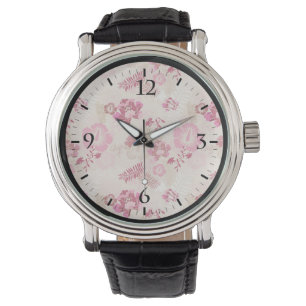 Niedliche rosa moderne Blume Armbanduhr