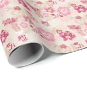 Niedliche rosa moderne Blume Muster High Top Turns Geschenkpapier (Rolleneckpunkt)