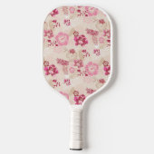 Niedliche rosa moderne Blume Muster High Top Turns Pickleball Schläger (Rückseite)