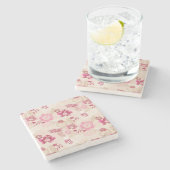 Niedliche rosa moderne Blume Muster High Top Turns Steinuntersetzer (Seitenansicht)