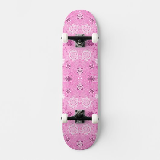 Niedliche rosa moderne Blume Skateboard (Vorderseite)