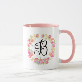 Niedliche rosa Monogramm (B) Blume Tasse