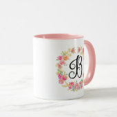 Niedliche rosa Monogramm (B) Blume Tasse (VorderseiteRechts)