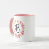 Niedliche rosa Monogramm (B) Blume Tasse (Vorderseite Links)