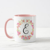 Niedliche rosa Monogramm (E) Blume Tasse (Links)