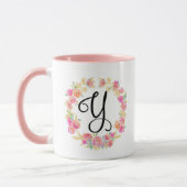 Niedliche rosa Monogramm (Y) Blume Tasse (Links)
