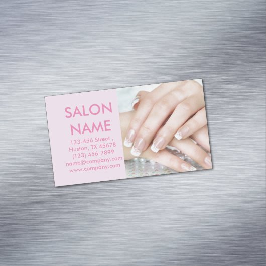 niedliche rosa Nägel Mode Schönheitssalon WELLNESS Magnetische Visitenkarte (Beispiel)