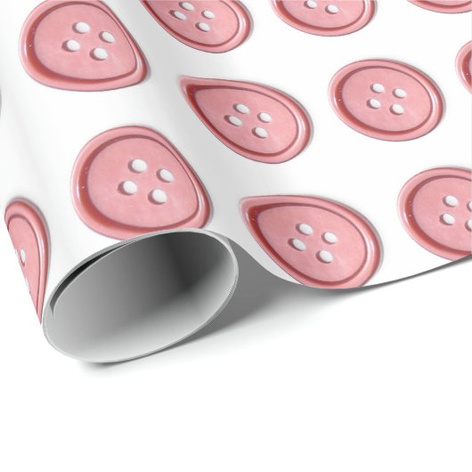 Niedliche rosa nähende Knöpfe Geschenkpapier (Rolleneckpunkt)