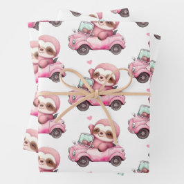 Niedliche rosa Neigung mit dem Auto Geschenkpapier Set