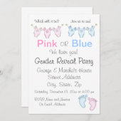 Niedliche Rosa oder Blaues Geschlecht - Einladung (Vorne/Hinten)