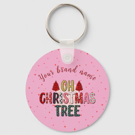 Niedliche rosa OH Weihnachtsbaum Bulge Geschenk Schlüsselanhänger (Vorderseite)