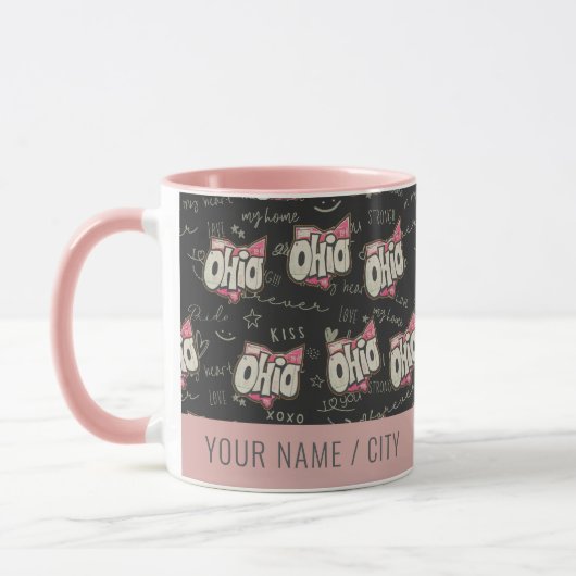 Niedliche Rosa Ohio Liebe Tasse (Links)