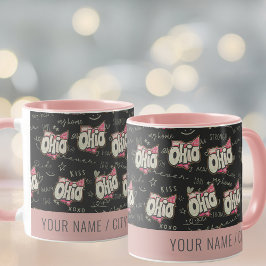 Niedliche Rosa Ohio Liebe Tasse