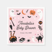 Niedliche Rosa Orange Halloween Kinderdusche Serviette (Vorderseite)