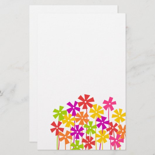 Niedliche, rosa orangefarbene Blume zeichnend Briefpapier (Vorne/Hinten)