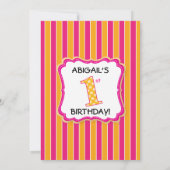 Niedliche Rosa/Orangefarbene Mädchen zum ersten Ge Einladung (Rückseite)