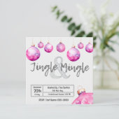 Niedliche Rosa Ornamente Weihnachten Jingle und Mi Einladung (Stehend Vorderseite)