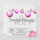 Niedliche Rosa Ornamente Weihnachten Jingle und Mi Einladung (Vorderseite)