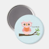 Niedliche Rosa Owl Reading Magnet (Vorderseite/Rückseite)