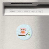 Niedliche Rosa Owl Reading Magnet (In Situ (Geschirrspüler))