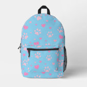 Niedliche rosa Paw Print and Heart Pattern Backpac Bedruckter Rucksack (Vorderseite)
