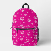 Niedliche rosa Paw Print and Heart Pattern Backpac Bedruckter Rucksack (Vorderseite)