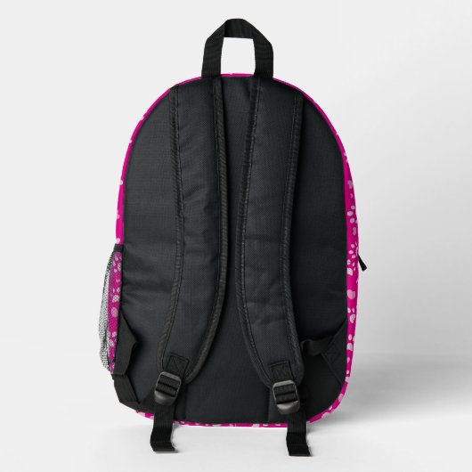 Niedliche rosa Paw Print and Heart Pattern Backpac Bedruckter Rucksack (Rückseite)