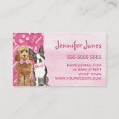 Niedliche rosa Paws Knochen und Hunde wachsen Haus Visitenkarte (Rückseite)