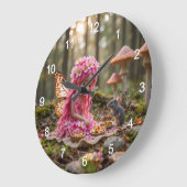 Niedliche rosa Pixel und Maus-Picnic Große Wanduhr (Winkel)