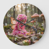 Niedliche rosa Pixel und Maus-Picnic Große Wanduhr (Vorderseite)