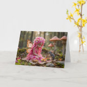 Niedliche rosa Pixel und Maus-Picnic Karte (Gelbe Blume)