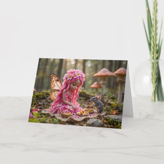 Niedliche rosa Pixel und Maus-Picnic Karte (Vorderseite)