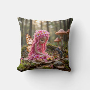 Niedliche rosa Pixel und Maus-Picnic Kissen