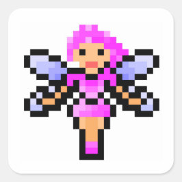 Niedliche Rosa-Pixelkunst-Fee Quadratischer Aufkleber