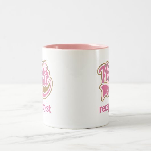 Niedliche rosa Preis-Weltbeste Empfangsdame Zweifarbige Tasse (Mittel)