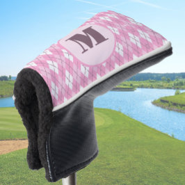 Niedliche Rosa Preppy-Raute-Monogramm-Ladys Golf Headcover