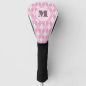 Niedliche Rosa Preppy-Raute-Monogramm-Ladys Golf Headcover (Vorderseite)