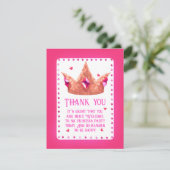 Niedliche Rosa Prinzessin Geburtstagsflat Dankesch Dankeskarte (Stehend Vorderseite)