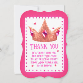 Niedliche Rosa Prinzessin Geburtstagsflat Dankesch Dankeskarte