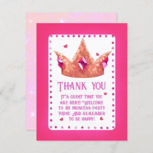 Niedliche Rosa Prinzessin Geburtstagsflat Dankesch Dankeskarte