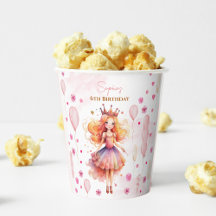 Niedliche rosa Prinzessin und Ballons Geburtstag