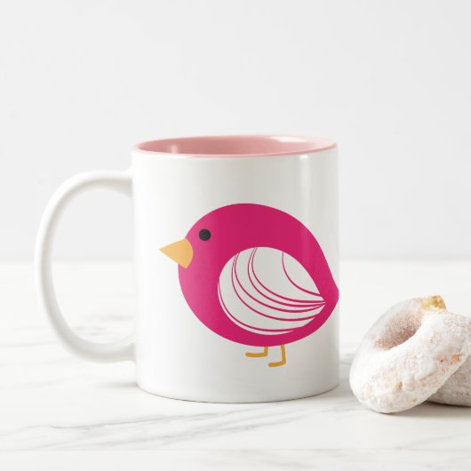 Niedliche rosa Raubvögel Zwei-Tone-Tasse Zweifarbige Tasse (Mit Donut)